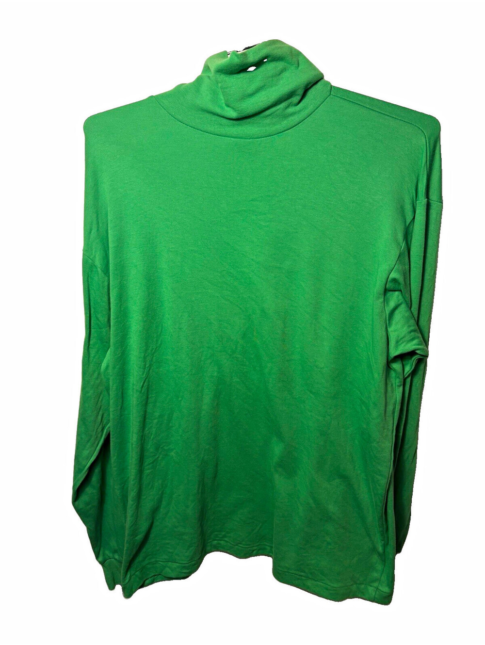 Vintage GAP Green Turtleneck Long Sleeve Shirt Size L 100% Cotton Blank 90s